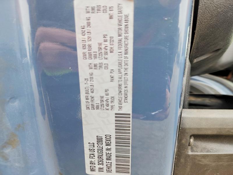 41659756 :رقم المزاد ، 3C6URVJG0LE128807 vin ، 2020 Ram Promaster 3500 مزاد بيع