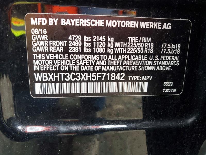 Aukcja sprzedaży 2017 Bmw X1, vin: WBXHT3C3XH5F71842, numer aukcji: 41993046