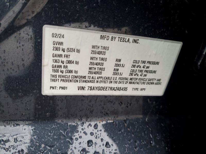 79615775 :رقم المزاد ، 7SAYGDEE7RA248495 vin ، 2024 Tesla Model Y مزاد بيع