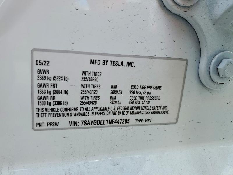 Продаж на аукціоні авто 2022 Tesla Model Y, vin: 7SAYGDEE1NF447295, номер лоту: 79973435