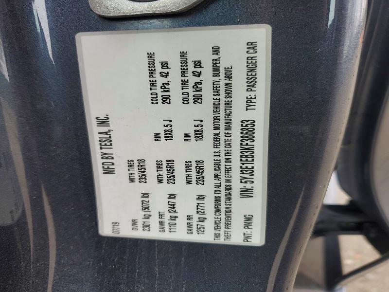 Продажа на аукционе авто 2019 Tesla Model 3, vin: 5YJ3E1EB3KF386853, номер лота: 78302355
