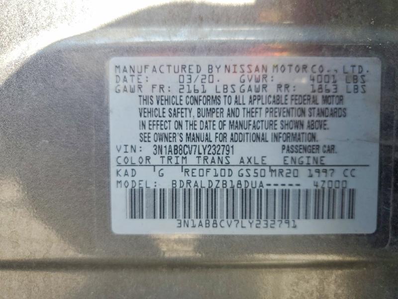 41595466 :رقم المزاد ، 3N1AB8CV7LY232791 vin ، 2020 Nissan Sentra مزاد بيع