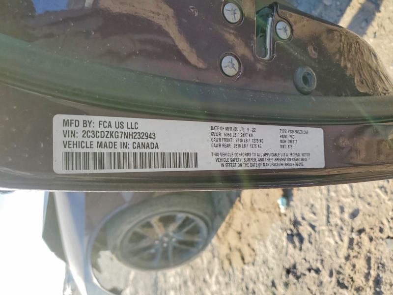 2022 Dodge Challenger მანქანა იყიდება აუქციონზე, vin: 2C3CDZKG7NH232943, აუქციონის ნომერი: 46508496