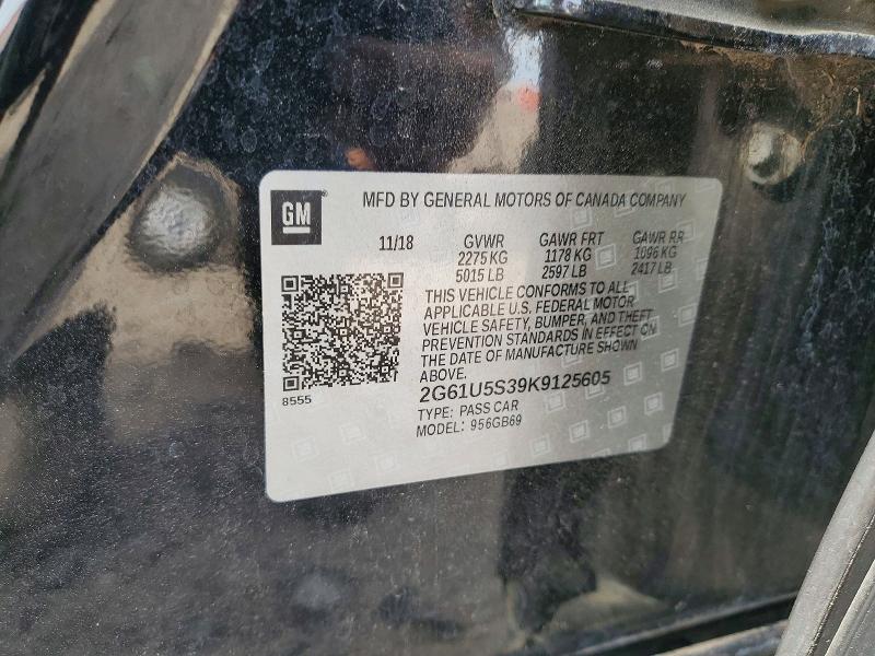 46334186 :رقم المزاد ، 2G61U5S39K9125605 vin ، 2019 Cadillac Xts مزاد بيع