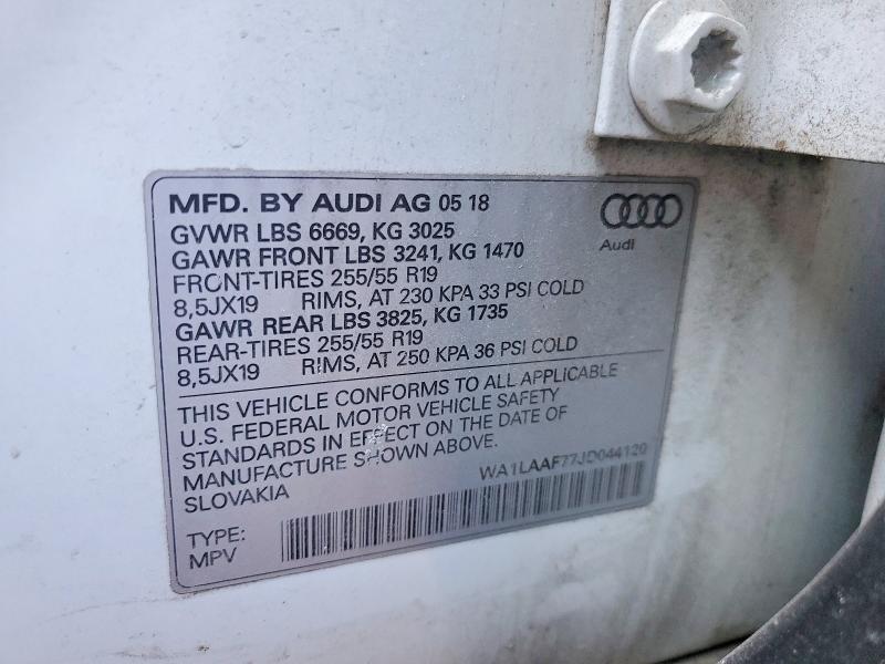 Aukcja sprzedaży 2018 Audi Q7, vin: WA1LAAF77JD044120, numer aukcji: 78438715