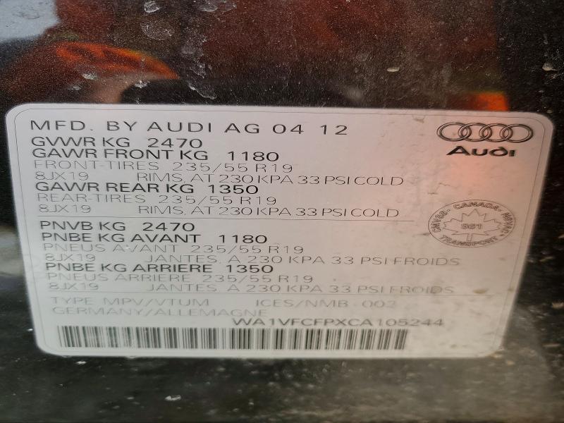 Продажа на аукционе авто 2012 Audi Q5, vin: WA1VFCFPXCA105244, номер лота: 47953716
