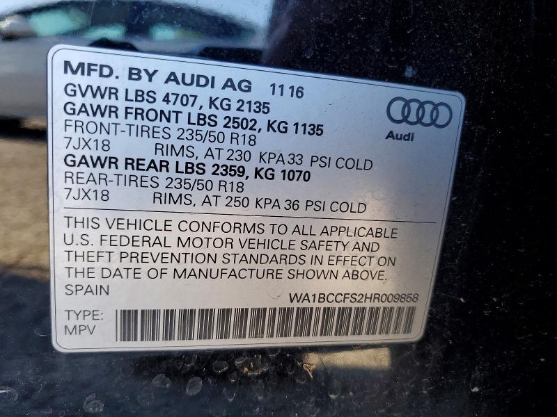 Продажа на аукционе авто 2017 Audi Q3, vin: WA1BCCFS2HR009858, номер лота: 79822135