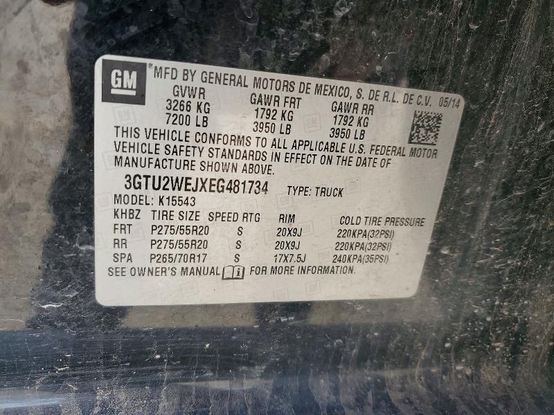 2014 Gmc Sierra მანქანა იყიდება აუქციონზე, vin: 3GTU2WEJXEG481734, აუქციონის ნომერი: 79539375