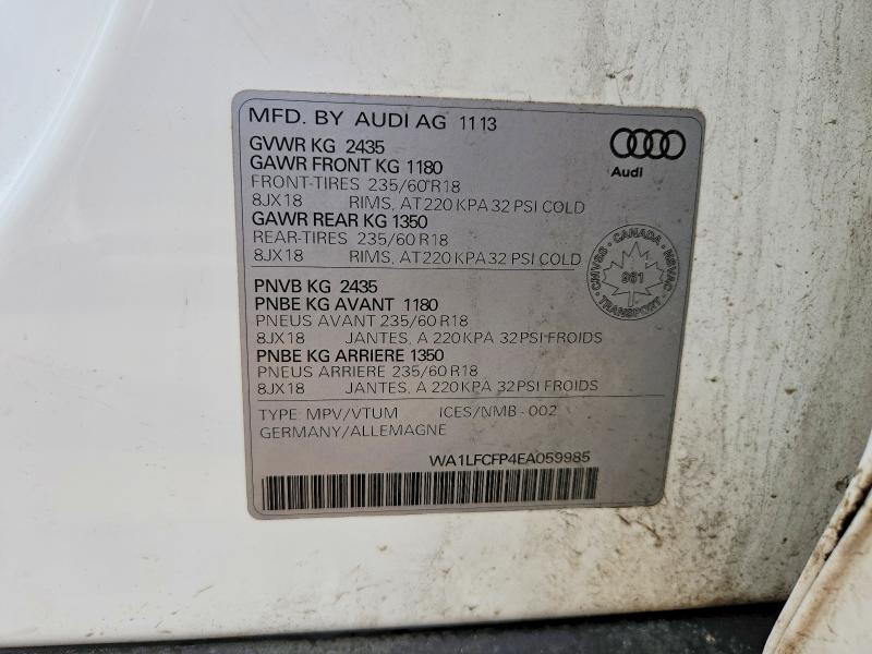 Aukcja sprzedaży 2014 Audi Truck/van Q5 4dr Awd, vin: WA1LFCFP4EA059985, numer aukcji: 46399196