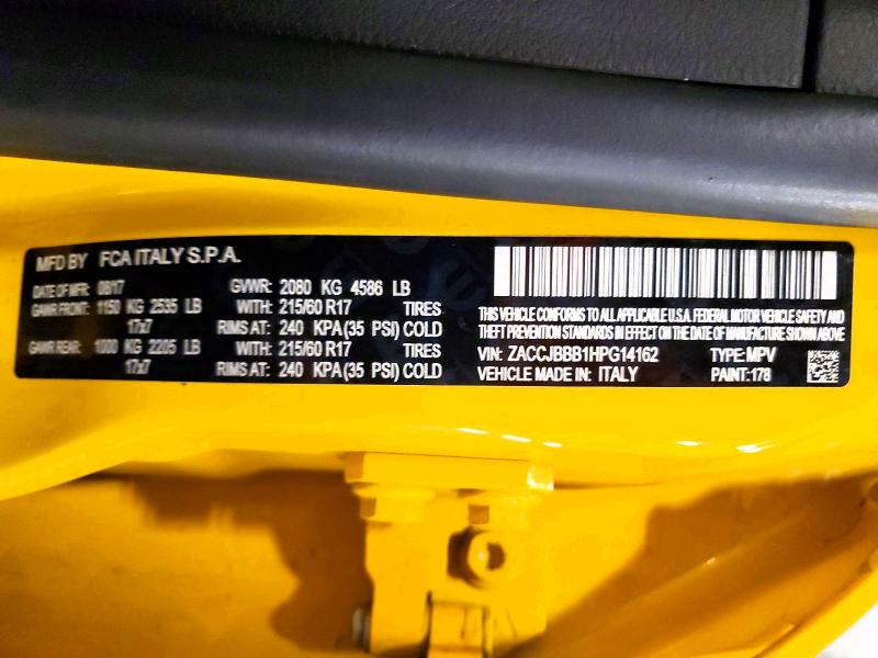 Aukcja sprzedaży 2017 Jeep Renegade, vin: ZACCJBBB1HPG14162, numer aukcji: 45455756