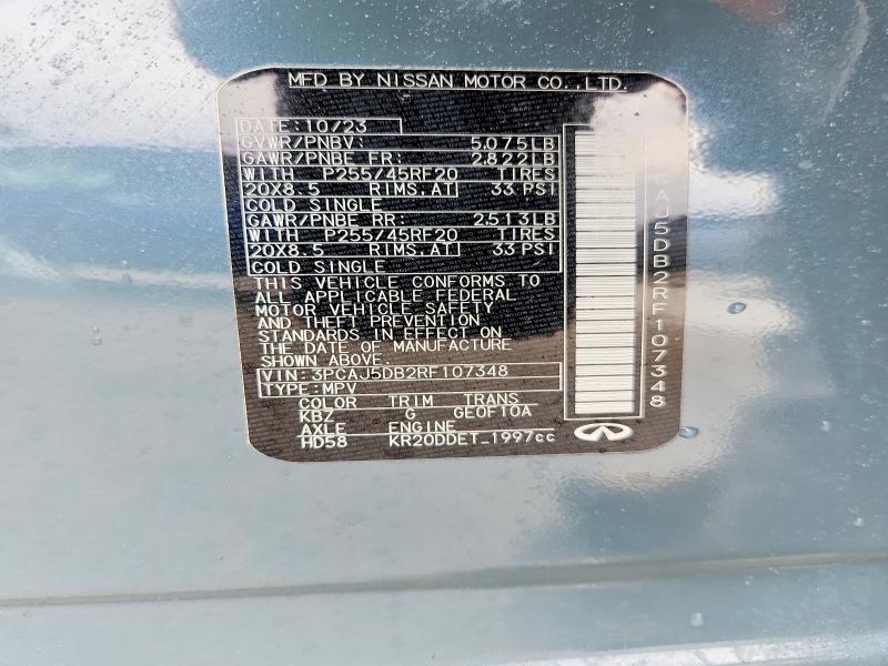 79741975 :رقم المزاد ، 3PCAJ5DB2RF107348 vin ، 2024 Infiniti Qx50 مزاد بيع