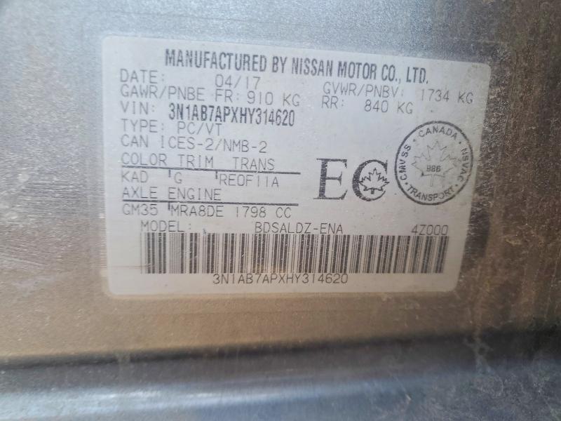 Продаж на аукціоні авто 2017 Nissan Sentra, vin: 3N1AB7APXHY314620, номер лоту: 41976426