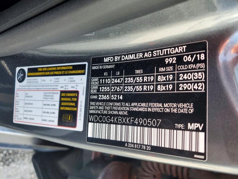 Продажа на аукционе авто 2019 Mercedes-benz Glc, vin: WDC0G4KBXKF490507, номер лота: 46357216