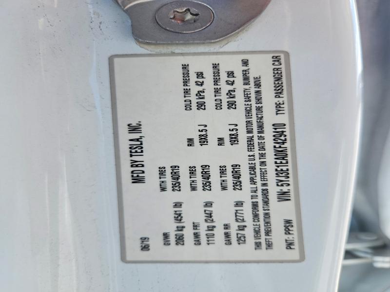 Auction sale of the 2019 Tesla Model 3, vin: 5YJ3E1EA0KF429410, lot number: 47915566