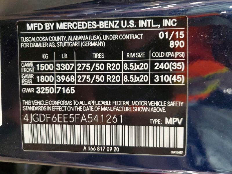 Aukcja sprzedaży 2015 Mercedes-benz Gl, vin: 4JGDF6EE5FA541261, numer aukcji: 48189466