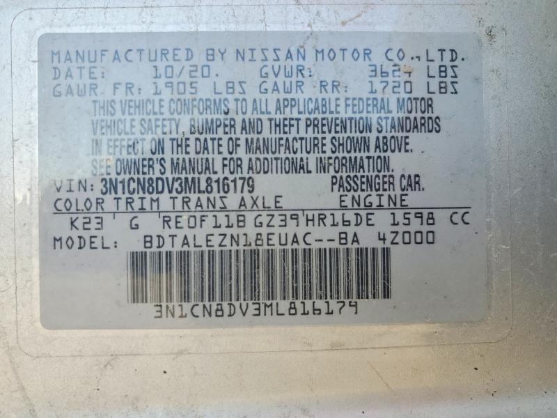 Auction sale of the 2021 Nissan Versa, vin: 3N1CN8DV3ML816179, lot number: 45601466