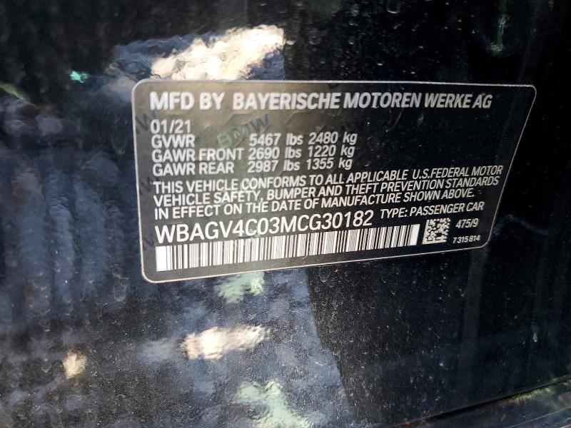 Aukcja sprzedaży 2021 Bmw 840xi, vin: WBAGV4C03MCG30182, numer aukcji: 45647776
