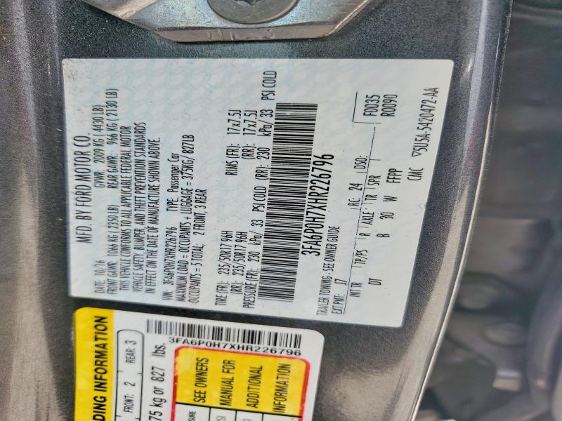 Aukcja sprzedaży 2017 Ford Fusion, vin: 3FA6P0H7XHR226796, numer aukcji: 46863366