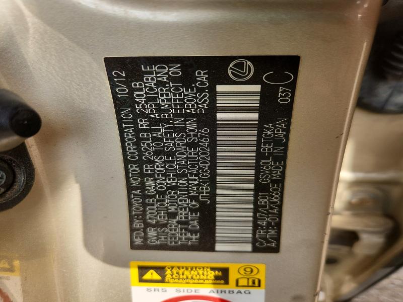 46871516 :رقم المزاد ، JTHBK1GG4D2024676 vin ، 2013 Lexus Es 350 مزاد بيع