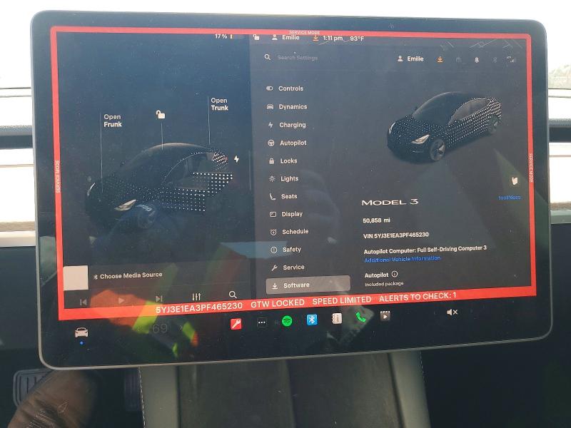 46712126 :رقم المزاد ، 5YJ3E1EA3PF465230 vin ، 2023 Tesla Model 3 مزاد بيع