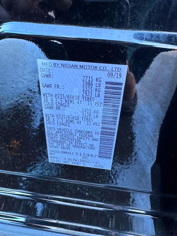 41925706 :رقم المزاد ، 5N1DL0MMXLC515947 vin ، 2020 Infiniti Qx60 مزاد بيع