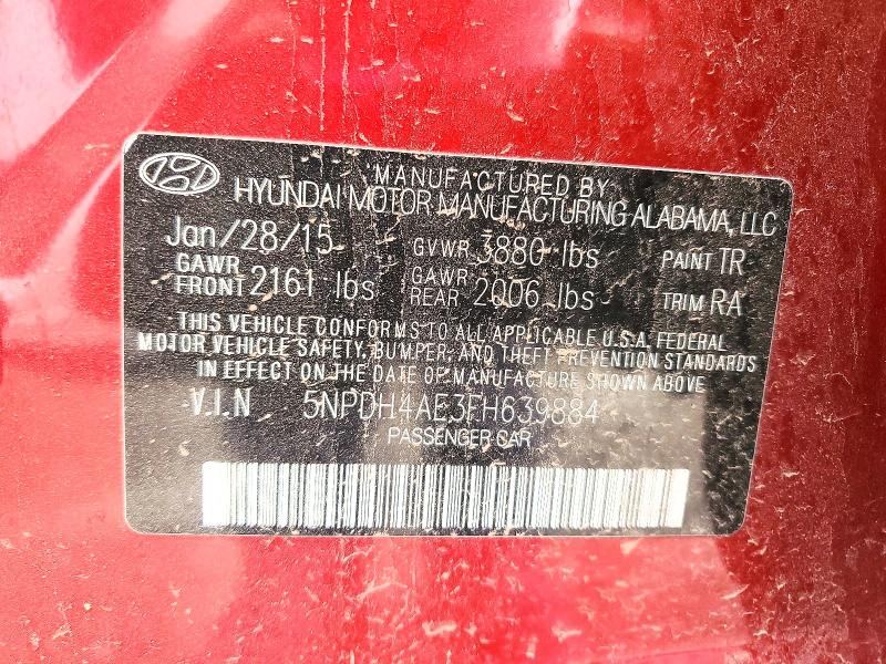 Продаж на аукціоні авто 2015 Hyundai Elantra, vin: 5NPDH4AE3FH639884, номер лоту: 41923676
