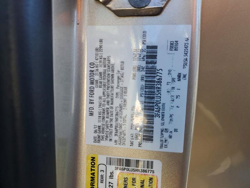 Aukcja sprzedaży 2017 Ford Fusion, vin: 3FA6P0LU5HR386775, numer aukcji: 45589226