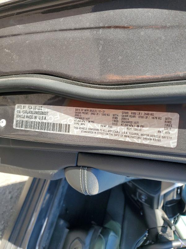 Auction sale of the 2022 Jeep Grand Cherokee, vin: 1C4RJKBG4N8508037, lot number: 47869386