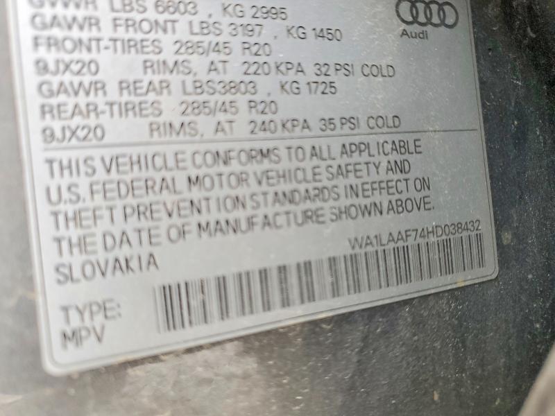 Продажа на аукционе авто 2017 Audi Q7, vin: WA1LAAF74HD038432, номер лота: 79584525