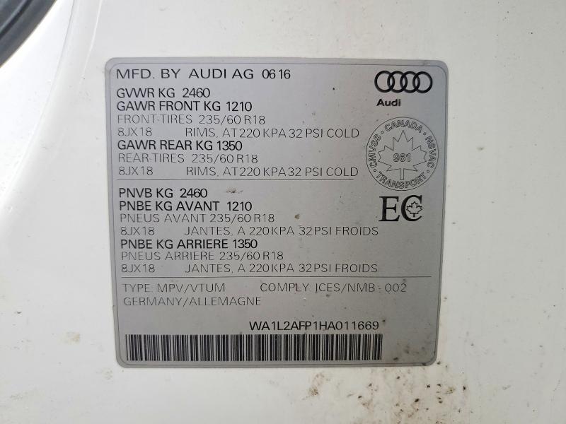46261566 :رقم المزاد ، WA1L2AFP1HA011669 vin ، 2017 Audi Q5 مزاد بيع