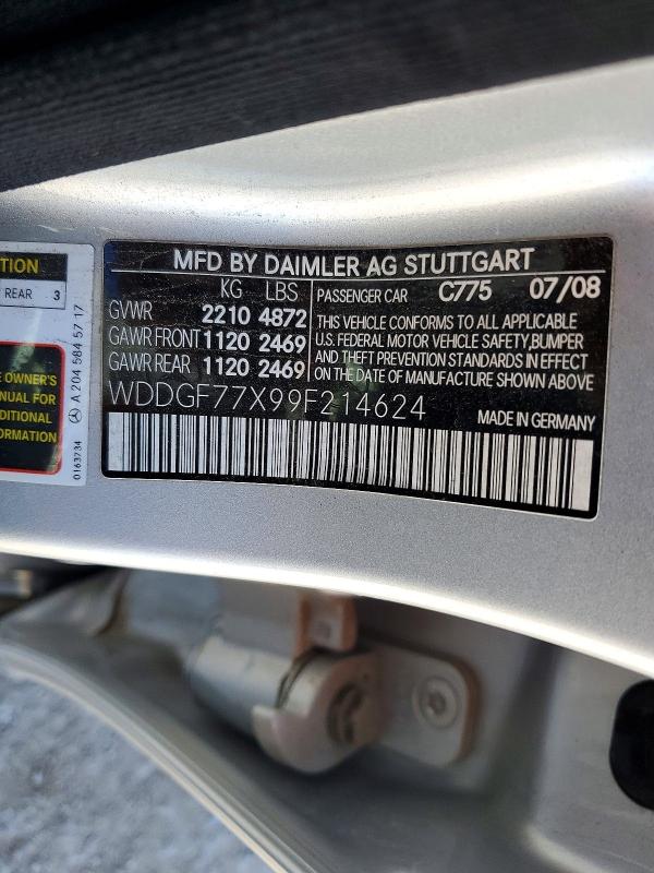 2009 Mercedes-benz C მანქანა იყიდება აუქციონზე, vin: WDDGF77X99F214624, აუქციონის ნომერი: 47645726