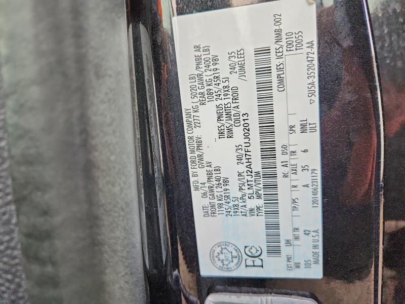 46823446 :رقم المزاد ، 5LMTJ2AH7FUJ02013 vin ، 2015 Lincoln Townhouse Mkc مزاد بيع