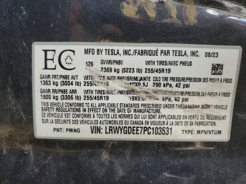 Продажа на аукционе авто 2023 Tesla Model Y, vin: LRWYGDEE7PC103531, номер лота: 41951696