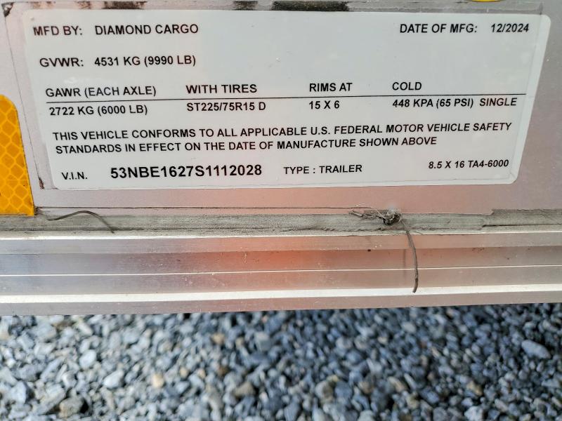 Продажа на аукционе авто 2025 Diamond Cargo Unknown, vin: 53NBE1627S1112028, номер лота: 79539395