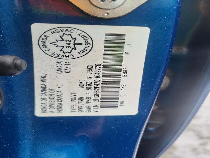 Продаж на аукціоні авто 2014 Honda Civic, vin: 2HGFB2F47EH042776, номер лоту: 45669436
