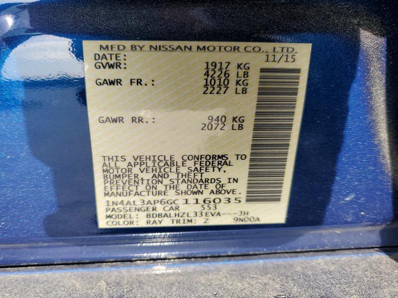 Aukcja sprzedaży 2016 Nissan Altima, vin: 1N4AL3AP6GC116035, numer aukcji: 47923996