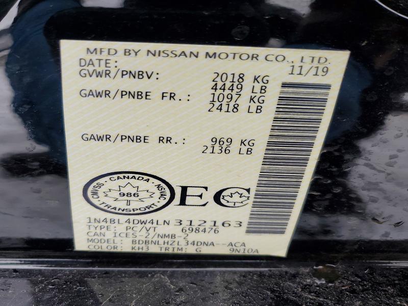 Aukcja sprzedaży 2020 Nissan Altima, vin: 1N4BL4DW4LN312163, numer aukcji: 45584606