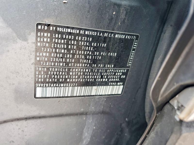79690745 :رقم المزاد ، 3VV2B7AX4JM052271 vin ، 2018 Volkswagen Tiguan مزاد بيع