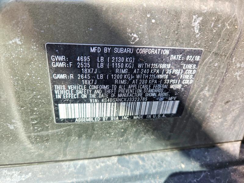 2018 Subaru Outback მანქანა იყიდება აუქციონზე, vin: 4S4BSANCXJ3323785, აუქციონის ნომერი: 47335186