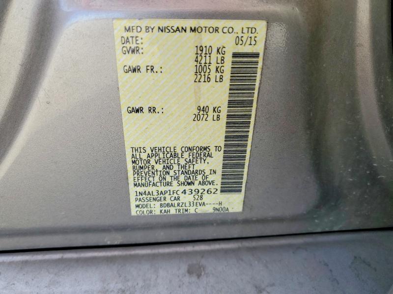 46784486 :رقم المزاد ، 1N4AL3AP1FC439262 vin ، 2015 Nissan Altima مزاد بيع
