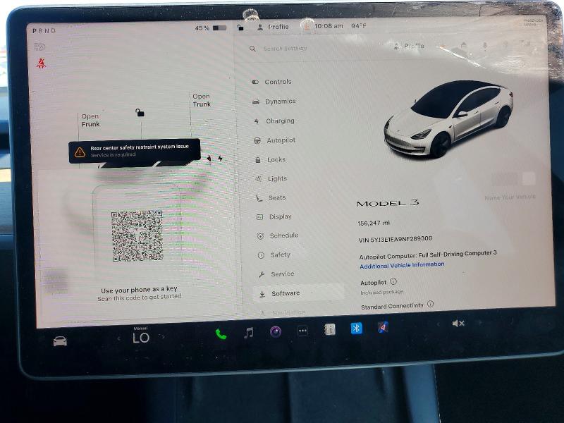 Aukcja sprzedaży 2022 Tesla Model 3, vin: 5YJ3E1EA9NF289300, numer aukcji: 46934086