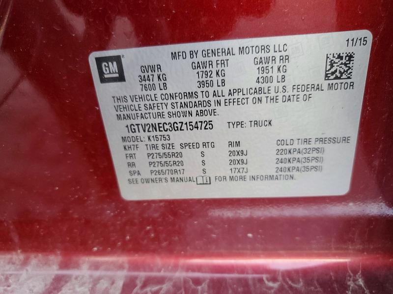 2016 Gmc Sierra მანქანა იყიდება აუქციონზე, vin: 1GTV2NEC3GZ154725, აუქციონის ნომერი: 46391176