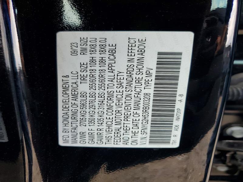 Продажа на аукционе авто 2024 Honda Pilot, vin: 5FNYG2H53RB003208, номер лота: 41841006