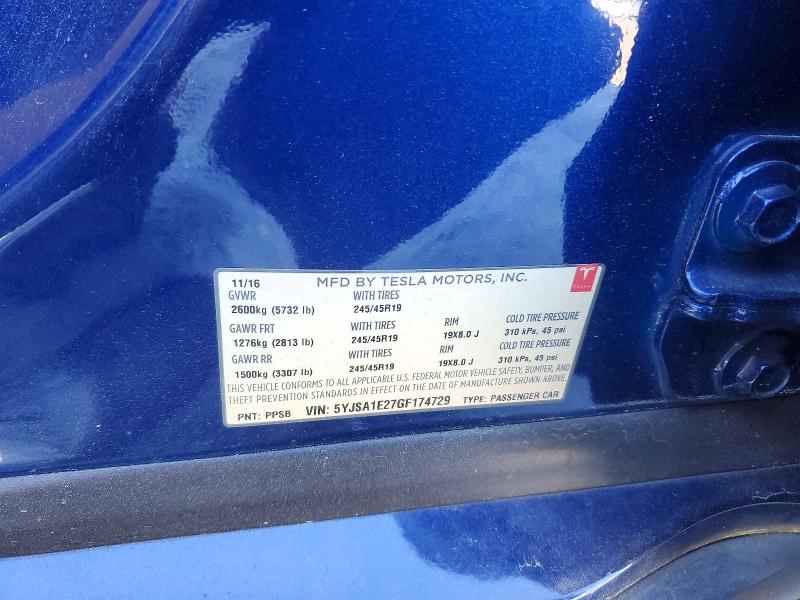 Aukcja sprzedaży 2016 Tesla Model S, vin: 5YJSA1E27GF174729, numer aukcji: 46445246