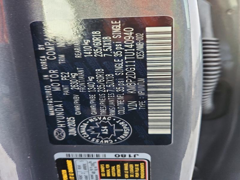 2026 Hyundai Santa Fe მანქანა იყიდება აუქციონზე, vin: KM8P2DG11TU140940, აუქციონის ნომერი: 45611896