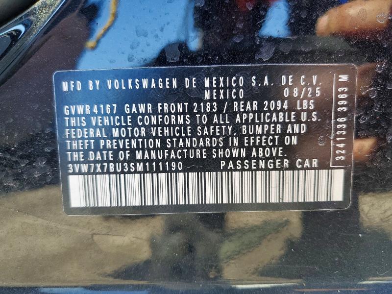 Aukcja sprzedaży 2025 Volkswagen Jetta, vin: 3VW7X7BU3SM111190, numer aukcji: 45572496