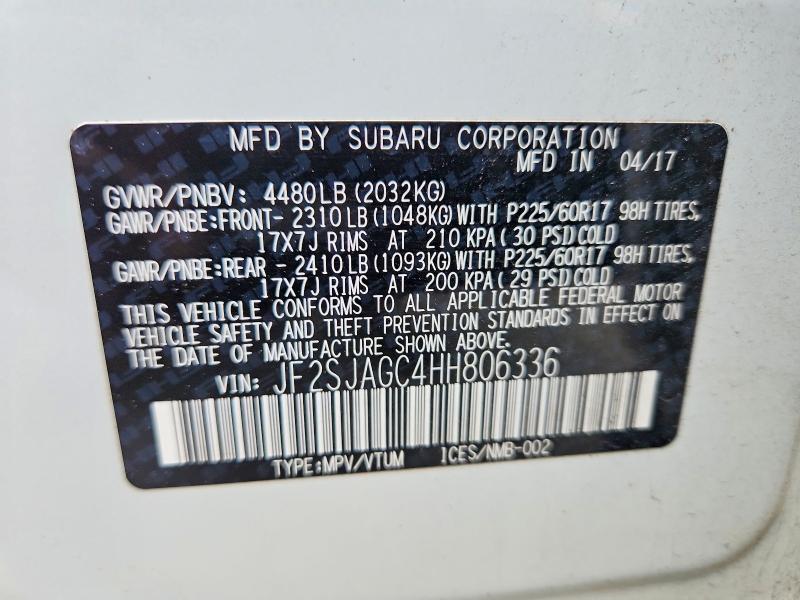 Auction sale of the 2017 Subaru Forester, vin: JF2SJAGC4HH806336, lot number: 47220836