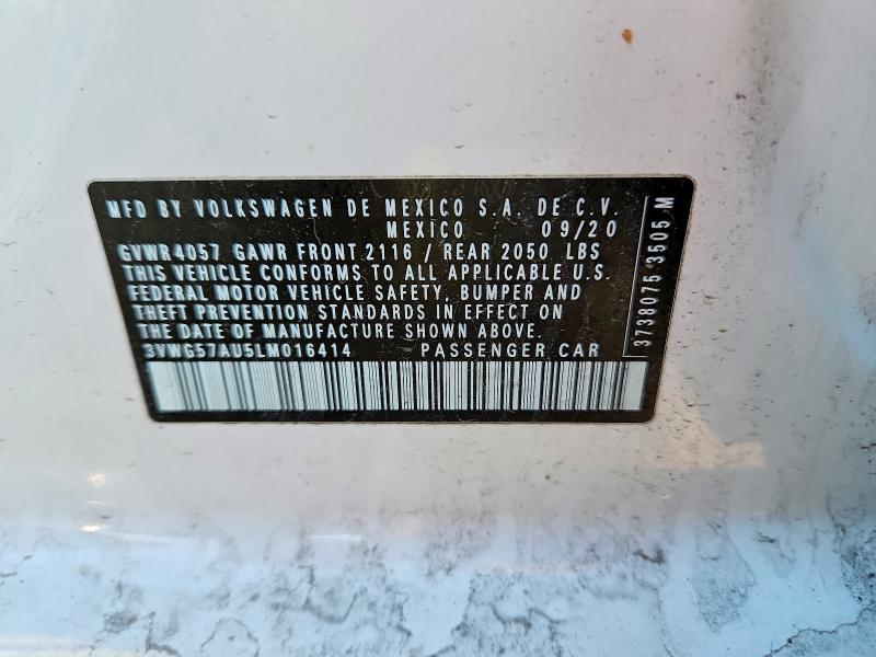 Aukcja sprzedaży 2020 Volkswagen Golf, vin: 3VWG57AU5LM016414, numer aukcji: 46577866