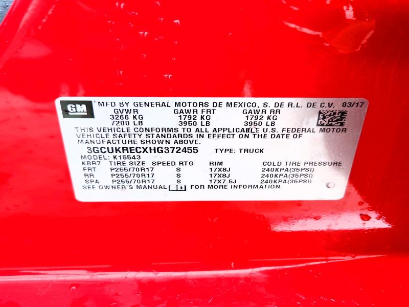 Aukcja sprzedaży 2017 Chevrolet Silverado, vin: 3GCUKRECXHG372455, numer aukcji: 79991385