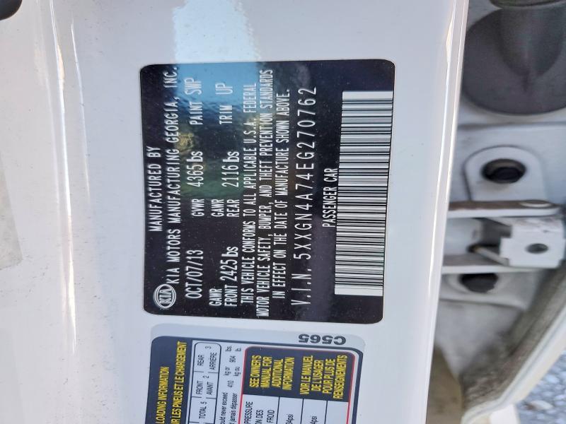 2014 Kia Optima მანქანა იყიდება აუქციონზე, vin: 5XXGN4A74EG270762, აუქციონის ნომერი: 46174796